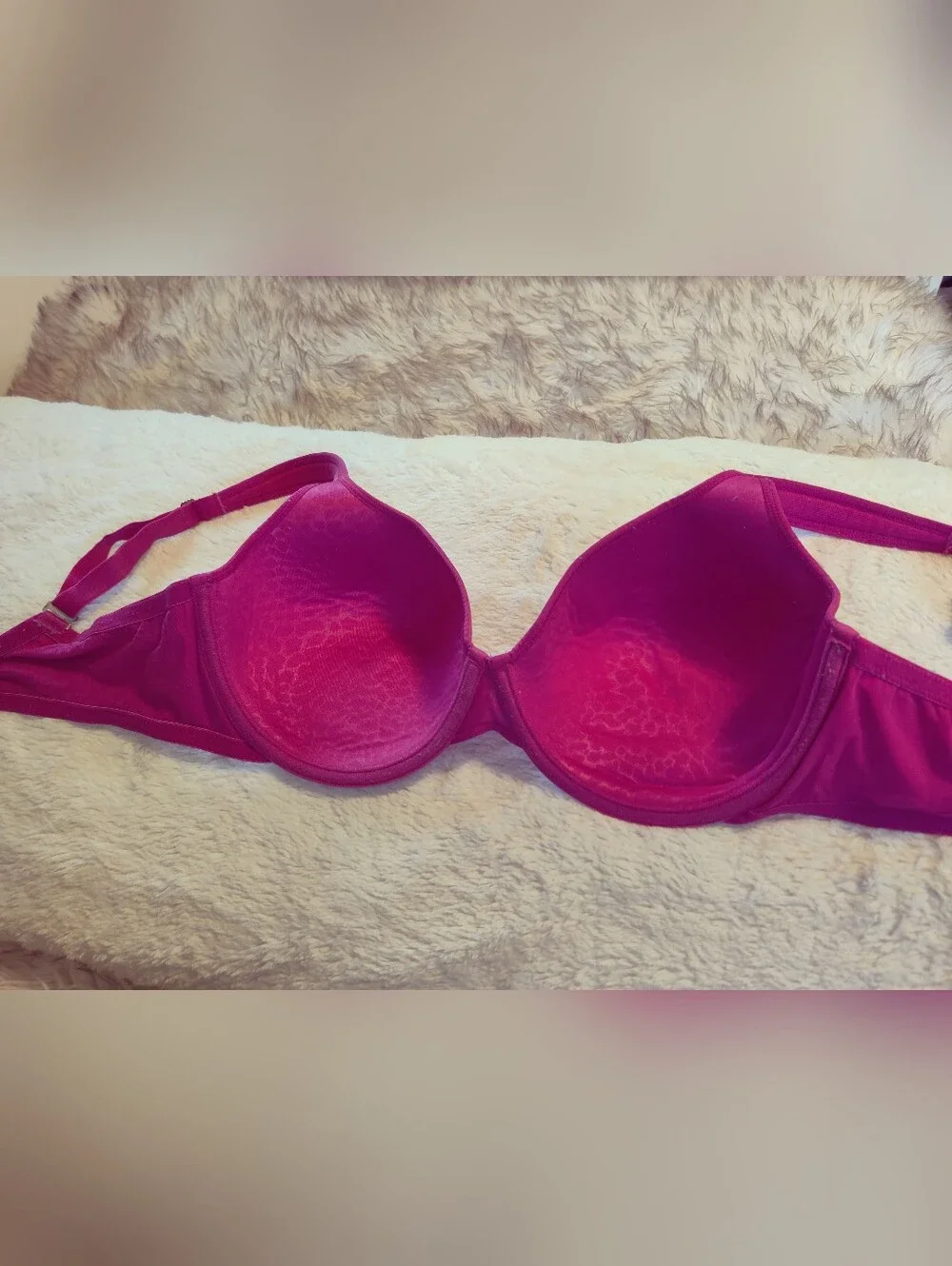 Natori Full Fit Contour Bra 36D Pink Sheer Jacquard Animal Print Underwire